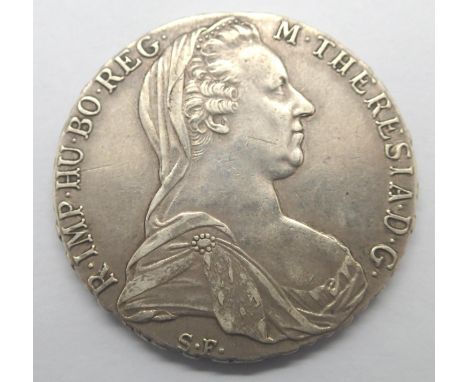 1780 silver restrike Austrian Thaler of Maria Theresa. P&amp;P Group 1 (£14+VAT for the first lot and £1+VAT for subsequent l