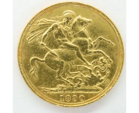 1890 full sovereign of Queen Victoria. P&amp;P Group 1 (£14+VAT for the first lot and £1+VAT for subsequent lots) 