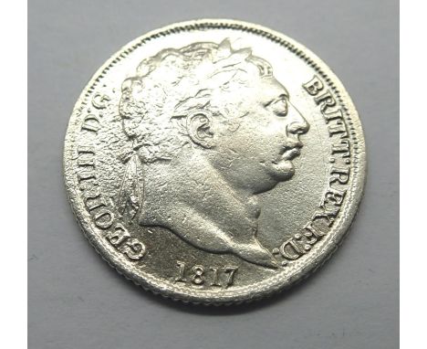 1817 silver sixpence of George III. P&amp;P Group 1 (£14+VAT for the first lot and £1+VAT for subsequent lots) 