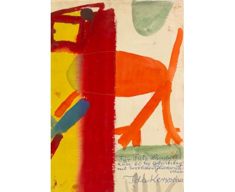 Kerkovius, IdaRiga, 1879 - Stuttgart, 197027 x 18 cm, o. R.Löwe, 1957. Aquarell über Bleistift auf Papier. In Kugelschreiber 
