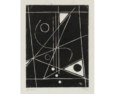 Fleischmann, AdolfEsslingen, 1892 - Stuttgart, 196817,5 x 13 cm, R.Ohne Titel, 1946. Linolschnitt auf Japanpapier. In Bleisti