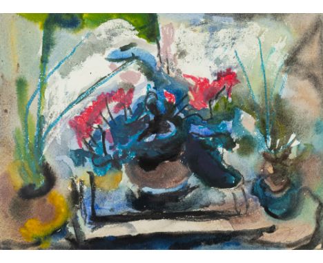 Wais, AlfredStuttgart, 1905 - 198835 x 47 cm, R.Blumenstillleben. Mischtechnik auf Papier. In Bleistift unten rechts signiert