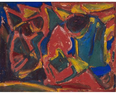 Hölzel, AdolfOlmütz, 1853 - Stuttgart, 193419 x 25 cm, R."Komposition", 1920er Jahre. Öl auf Karton. Mit Nachlassstempel.Venz
