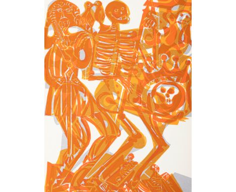 Grieshaber, HAPRot an der Rot, 1909 - Reutlingen, 1981Buchformat: 47 x 37,5 x 4,5 cm"Totentanz von Basel", 1966. Buch mit 40 