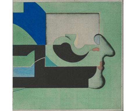 Döring, Adam Lude (Rudolf)Dresden, 1925 - Sachsenheim, 201825 x 25 cm, R.Kopf im Profil, 1971. Acryl auf Hartfaserplatte. In 