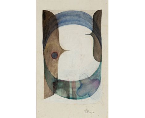 Stankowski, AntonGelsenkirchen, 1906 - Esslingen, 199815,5 x 10 cm, R.Ohne Titel, 1927. Aquarell und Gouache auf Papier. In B