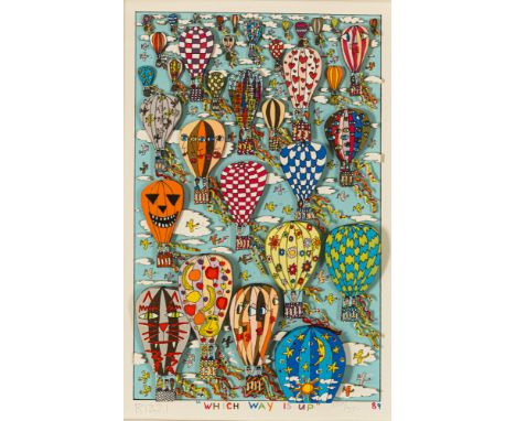 Rizzi, JamesNew York, 1950 - 201130 x 19 cm, R."Which way is up", 1989. 3D-Farbserigraphie auf Bütten. In Bleistift unten lin