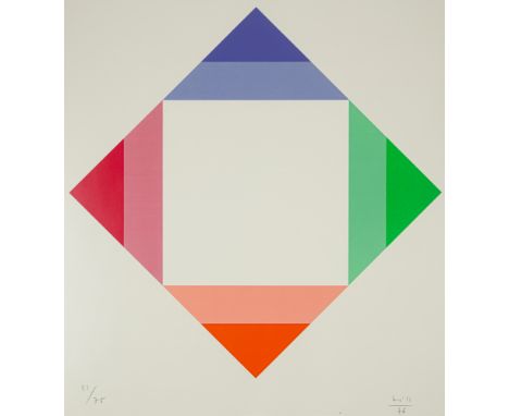 Bill, MaxWinterthur, 1908 - Berlin, 199464 x 59 cm, R.Konstruktivistische Komposition, 1976. Farbserigraphie auf Papier. In B