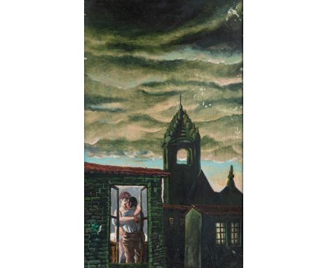 Goettl, HelmutTetschen/Böhmen, 1934 - 2011100 x 60 cm, R."Baskische Dämmerung", 1968. Öl auf Karton. In Bleistift rückseitig 