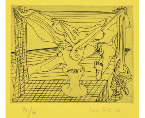 Roth, DieterHannover, 1930 - Basel, 1998Blattröße: 46 x 58 cm, o. R."Atlas", 1972. Radierung auf gelbem Bütten aus der Folge 