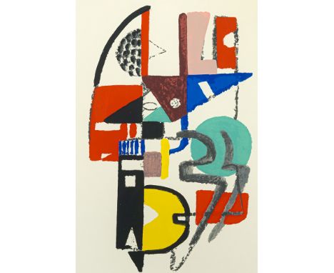 Ackermann, MaxBerlin, 1887 - Unterlengenhardt, 197547,5 x 31,2 cm, R."Mauerbild - Spiel um Senkrechte 1946/74", 1974. Farbser