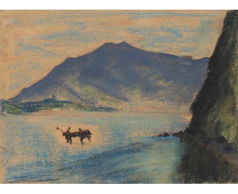 Loewenthal, KätheBerlin, 1878 - Ghetto Izbica, 194225,5 x 34 cm, R."Abendstimmung am See", 1920er / 1930er Jahre. Pastell auf