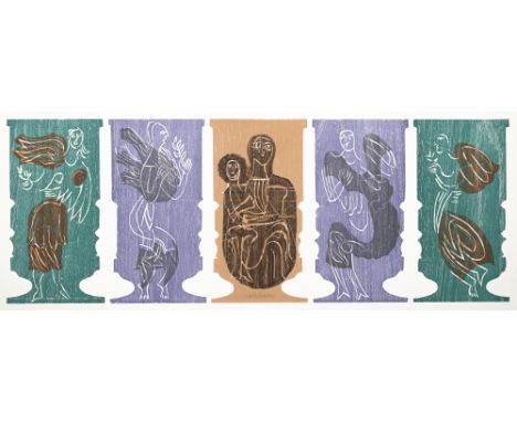 Grieshaber, HAPRot an der Rot, 1909 - Reutlingen, 1981Blattgröße: 37 x 82 cm, o. R."Weihnachtsaltärchen", 1975. Farbholzschni