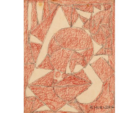 Hölzel, AdolfOlmütz, 1853 - Stuttgart, 193414,5 x 11,5 cm, o. R.Ohne Titel. Roter Farbstift und Bleistift auf festem Papier. 