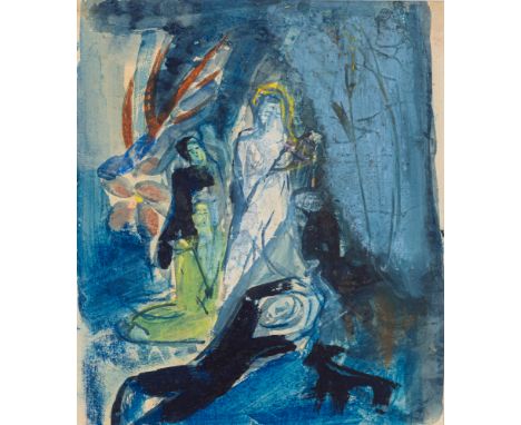 Hildebrandt, LilyFürth, 1887 - Stuttgart, 197425,5 x 20 cm, R.Traum, um 1920. Gouache auf Briefbogen.Sammlung Bunte.Ausstellu