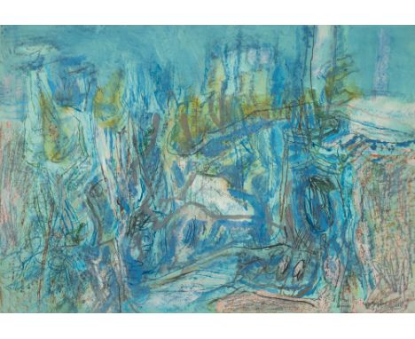 Westpfahl, ConradBerlin, 1891 - Wetzenhausen, 197643 x 62 cm, o. R.Ohne Titel, 1971. Mischtechnik auf farbigem Karton. In Ble