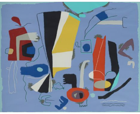 Baumeister, WilliStuttgart, 1889 - 195580 x 97 cm, R.Ohne Titel, 1980. Farbserigraphie auf festem Papier nach dem Gemälde "Sz