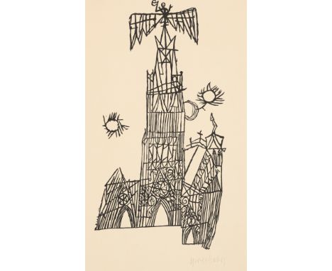 Grieshaber, HAPRot an der Rot, 1909 - Reutlingen, 1981Blattgröße: 32 x 19 cm, o. R."Marienkirche (Die Marienkirche in Reutlin