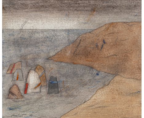 Schreiner, HansBad Friedrichshall, 1930 - 201823,5 x 28 cm, R.Küstenlandschaft, 1999. Aquarell und Bleistift auf Papier. In B