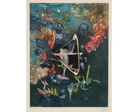 Matta, Roberto EnchaurrenSantiago de Chile, 1911 - Civitavecchia, 2002Blattgröße: 66 x 50 cm, o. R.Hom'mere l' ergonaute. Far