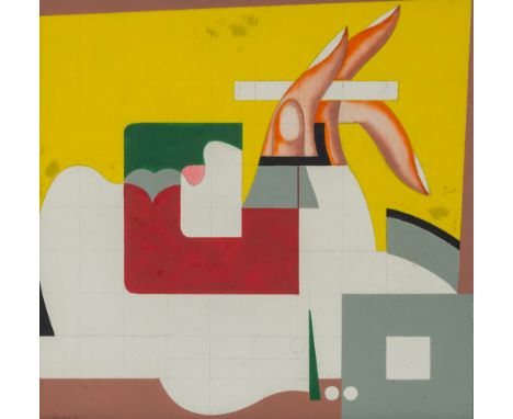 Döring, Adam Lude (Rudolf)Dresden, 1925 - Sachsenheim, 201825,5 x 25,5 cm, R.Hand mit Zigarette, 1970. Acryl auf Karton, auf 
