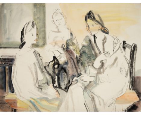 Westpfahl, ConradBerlin, 1891 - Wetzenhausen, 197663,5 x 82 cm, o. R.Drei Frauen, 1946. Kohle und Aquarell auf leichtem Karto