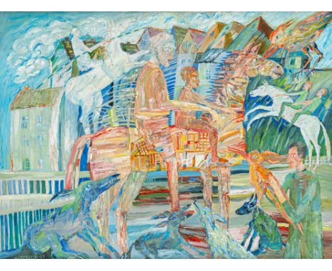 Wiacek, CzeslawMaslowo, 1939 - Wroclaw 201982 x 109 cm, R.Ohne Titel, 2002. Öl auf Leinwand. In Öl unten links signiert und d