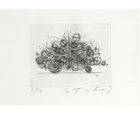 Tinguely, JeanBasel, 1925 - Bern, 1991Blattgröße: 19,5 x 28,5 cm, R.Klamauk, 1979. Radierung auf Bütten. In Bleistift unten r
