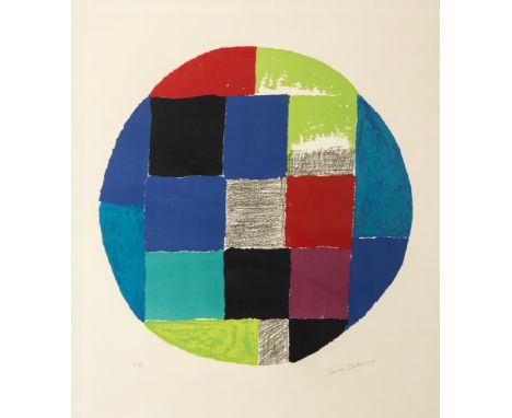 Delaunay-Terk, SoniaGradizk/Ukraine, 1885 - Paris, 1979Blattgröße: 76 x 56 cm, R.Patchwork. Farblithografie auf Bütten. In Bl