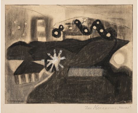 Kerkovius, IdaRiga, 1879 - Stuttgart, 197031 x 40,5 cm, o. R."Nacht". Kohle und weiße Kreide auf Papier. In Kohle unten links