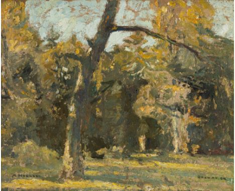 Hölzel, AdolfOlmütz, 1853 - Stuttgart, 193440 x 50 cm, R."Herbstwald", 1904. Öl auf Leinwand. In Öl unten links signiert sowi