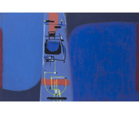 Ackermann, MaxBerlin, 1887 - Unterlengenhardt, 197531,5 x 48,5 cm, R."Kraftwerk Blau", 1973. Farbserigraphie auf Bütten. In B