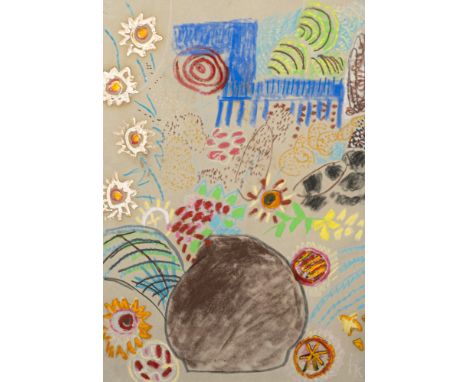 Kerkovius, IdaRiga, 1879 - Stuttgart, 197070,5 x 50 cm, R."Blumen in braunem Topf", 1968. Mischtechnik auf Velourpapier. In P