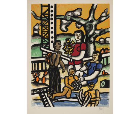 Léger, FernandArgentan, 1881 - Gig-sur-Yette, 1955Blattgröße: 89,5 x 65,5 cm; 65 x 49,5 cm, o. R."Le campeur", 1952. Farbholz