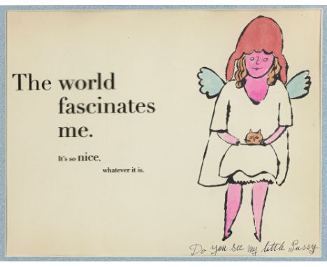 Warhol, AndyPittsburgh, 1928 - New York, 198720,5 x 26 cm, R."Do you see my little Pussy", 1956. Kolorierte Offsetlithografie