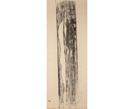 Wörn, WalterStuttgart, 1901 - 1963Blattgröße: 105 x 41 cm, o. R."Ein Mensch", 1947. Holzschnitt auf festem Papier. In Bleisti