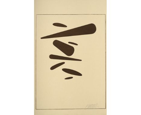 Baumeister, WilliStuttgart, 1889 - 1955Blattgröße: 47,7 x 29,6 cm, o. R."Fliegende Formen", 1937/1938. Holzschnitt in Braun a