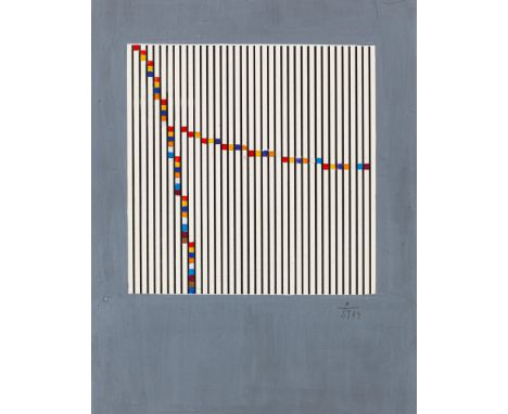 Stankowski, AntonGelsenkirchen, 1906 - Esslingen, 199825 x 19,5 cm, R.Komposition mit Linien und Quadraten, 1984. Mischtechni