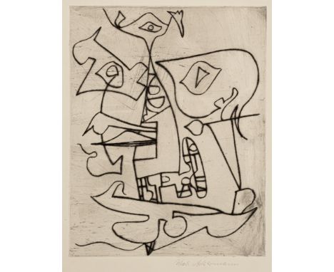 Ackermann, MaxBerlin, 1887 - Unterlengenhardt, 1975Blattgröße: 54 x 39,5 cm, o. R.Komposition. Radierung auf Bütten. In Bleis