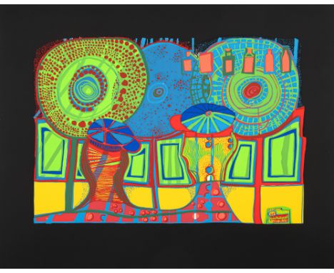 Hundertwasser, FriedensreichWien, 1928 - Kreuzfahrtschiff Queen Elizabeth II, vor Neuseeland, 2000Blattgröße: 60 x 75 cm, o. 