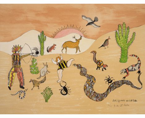 Saint Phalle, Niki deNeuilly-sur-Seine, 1930 - San Diego, 200250 x 65 cm, o. R.2 Bl.: "Arizona wild life"; "I dreamt I was in
