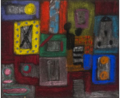 Kerkovius, IdaRiga, 1879 - Stuttgart, 197024,5 x 29,5 cm, R.Atelierszene, 1950. Pastell auf Velourpaper. In Farbkreide unten 