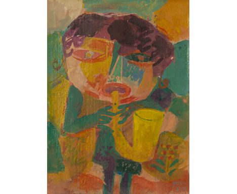 Takahashi, YoshiTokio, 1943 - Bad Reichenhall, 199816,5 x 12 cm, R.Saxophonspieler. Aquarell auf Bütten. In Aquarell unten re