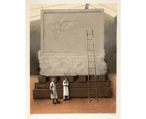 Baumgartl, MoritzFrühbuss/CSSR, 1934 - Stuttgart, 2024Blattgröße: 73 x 58 cm, o. R."Ikarus, oder der steinerne Himmel", 1983.