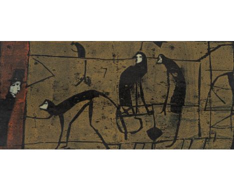 Janssen, HorstHamburg, 1929 - 199519,5 x 41,5 cm, o. R."Kleine Affen", 1961. Farbholzschnitt auf Zeitungspapier.Vgl. Brockste