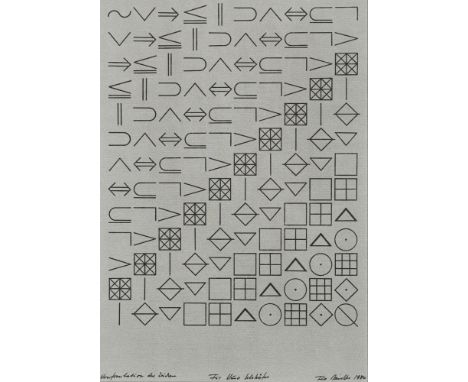 Mields, RuneMünster, geboren 193583,5 x 59 cm, R."Konstruktion der Zeichen",  1980. Faserstift auf grundierter Leinwand. In F