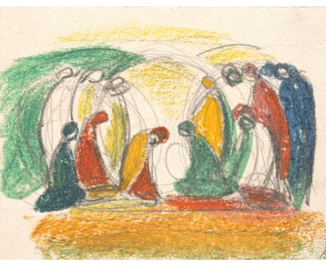 Schmitt, August LudwigKarlsruhe, 1882 - Stuttgart, 193612 x 15 cm, o. R."Figurenkomposition (mit Kreisen)". Farbkreide über B