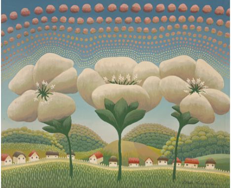 Rabuzin, IvanKljuc, 1921 - Varazdin, 200848 x 58 cm, R.Landschaft. Farbserigraphie auf Leinwand, In Bleistift unten rechts si