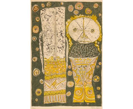 Nesch, RolfOberesslingen, 1893 - Oslo, 1975Blattgröße 64 x 47 cm, o. R."Er und Sie", 1960. Metalldruck und Farblithografie au