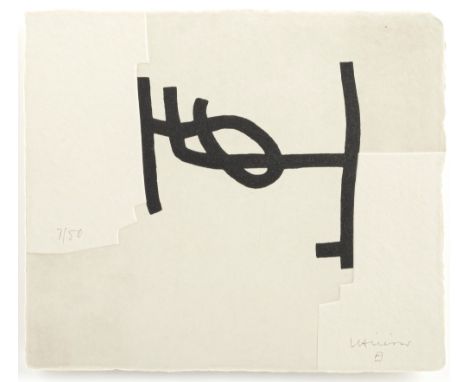 Chillida, EdouardoSan Sebastián, 1924 - 2002Blattröße: 21,5 x 25,5 cm, R."Alrededor de Valente II", 1995. Radierung auf graue